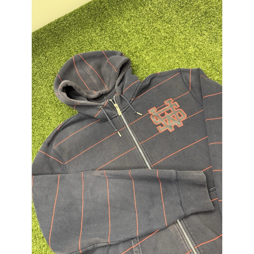 Nike Sportswear NSW Navy Striped Full Zip Hoodie Mens Size XL 383139-032 VTG Y2K